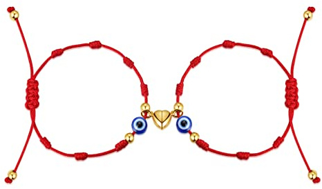 Pararmband | Ajustable lyckobringare, magnetarmband|Kabbalah-armband, partnerarmband, vänskapsarmband för par, män, kvinnor och familjer, 14 centimeters, Nylon
