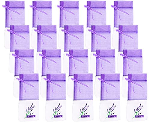 Jagowa 20PCS Lavender Bag Empty Sachets Bag Dried Lavender Flowers Closet Freshener Scents for Drawers Fragrance Purple Sachet