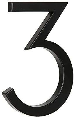 HASWARE Numéro de maison flottant 5 (12 cm) pour extérieur – Plaque d’adresse moderne en alliage de zinc pour jardin, rue et boîte aux lettres (3, Noir)