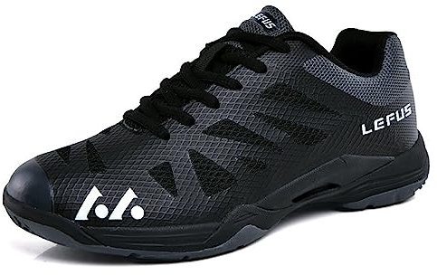 NGARY Zapatillas de bádminton para adultos, ligeras, transpirables, interiores, para tenis, tenis, racketball, squash, voleibol, Negro , 44 EU
