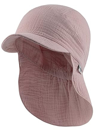 Sterntaler Schirmmütze mit Nackenschutzschutz uni aus Bio -Baumwolle - Schirmmütze Mädchen schützt den Kopf vor der Sonne - Sonnenkappe Baby UV 50+ mit Bindeband