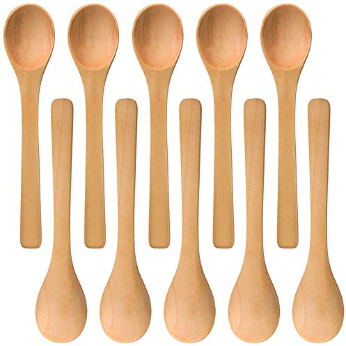 Nvanvmm 30 Pieces Mini Wooden Spoon Small Soup Spoons Serving Spoons Condiments Spoons Wooden Honey Teaspoon Wood brown