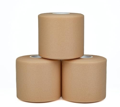 Rehband Tape Unterverband für Sport & Taping, Nicht klebende & sehr Dehnbare Schaumstoff Sportbinde, Stabilisierung & Fixierung von Tape, schützt vor Kleber, Farbe:Beige (3 Rollen)