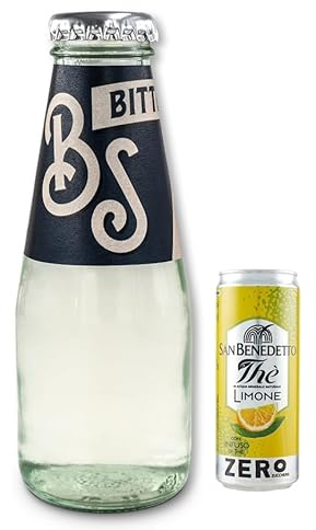 48er-Pack Bitter Salfa Weiß Bitter,Italienischer Aperitif,Alkoholfreie Getränke,10cl Einweg-Glasflasche + 1er-Pack Kostenlos San Benedetto Eistee mit Zitrone Ohne Zucker 330ml Dose