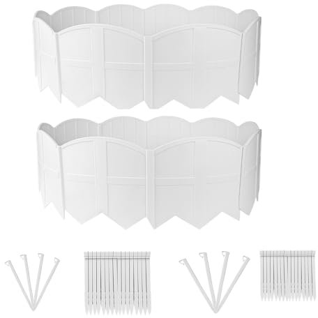 30Ft Landscape Edging Garden Edging Border Lawn Edging 30Pcs Landscape Edging Border with 30Pcs Stakes Kits White Edging for Landscaping Decorative Garden, Flower Bed, Yard and Lawn