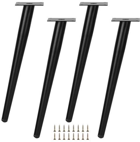 DBREAKS Schräge Möbelfüße, 4 Stück 35cm Metall Tischbeine, No-Slip | Kegel Möbelbeine, Schrankbeine, Schwarze Tischfüße, für Tische Sofas TV-Schränke Stühle Ersatz-Schrankfüße