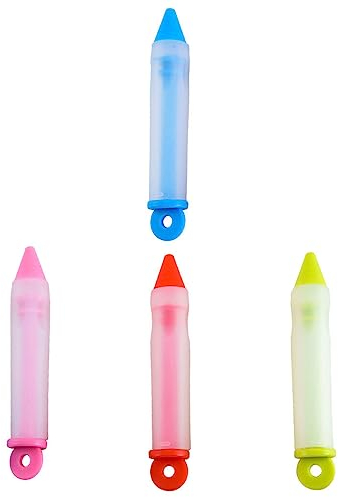 kesurpae 4 Pieces Silicone Food Writing Pen Handmade Cake Desserts Decorating Pens Bread Cookies Baking Nozzle Tool for