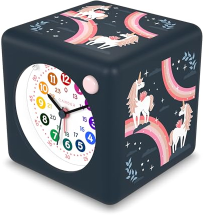 Cander Berlin MNU 4010 M Kinderwecker lautlos Licht Einhorn Snooze Beleuchtung ohne Ticken Mädchen Kinderzimmer