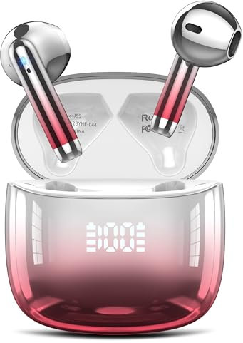 Bluetooth Kopfhörer, Kopfhörer Kabellos Bluetooth 5.3 In Ear Kopfhörer mit 4 ENC Mic, HiFi Stereo, 40H Kabellose Kopfhörer Tiefer Bass Wireless Earbuds, LED-Anzeige, IP7 wasserdichte Ohrhörer, Rot