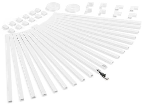 LZEOY 8,6m Kabelkanal-Set für Einzelkabel - Kleines Kabelversteck (Weiß) - 20 Stück Kabelkanal 43x1,5x1cm - Selbstklebend & Oberputzinstallation-Kabelverdeck für Kabel