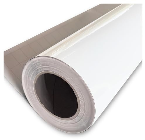 Rouleau adhésif Blanc aspect brillant 61,5 cm x 5 m, vinyl autocollant multi usage vendu au mètre, adhésif de décoration au mètre