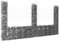 AUVYI Panier en pierre - Décoration de jardin - En forme de U - Avec 3 colonnes - 260 x 20 x 150 cm - Pour gabion surélevé - Pour terrasse - Construction stable - En fer