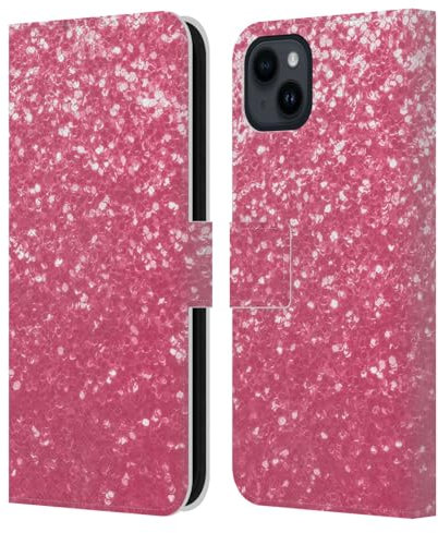 Head Case Designs Licenza Ufficiale PLdesign Rosa Rosa Stampe Sparkle Custodia Portafoglio in Pelle Compatibile con Apple iPhone 15 Plus