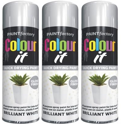 SDMAX Brilliant White Spray Paint, Fast-Drying, Non-Cracking, Smooth & Gloss Finish, Long Lasting, Easy To Use, Lightweight And Portable, Multipurpose Use, 250ml (3PCS)