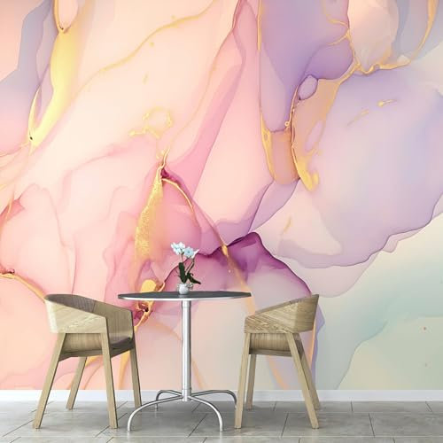 ANALTIRCE Papier Peint Panoramique Marbre Rose Graffitis Mobiles Géométrie 250×175 cm, Papier Peint Géant 3D Salon Chambre Salle à Manger Chambre d'Enfant Décoration Murale