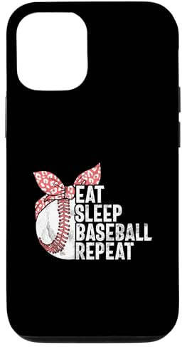 Coque pour iPhone 12/12 Pro Eat Sleep Baseball Repeat Pichet de baseball Attrape Lancer