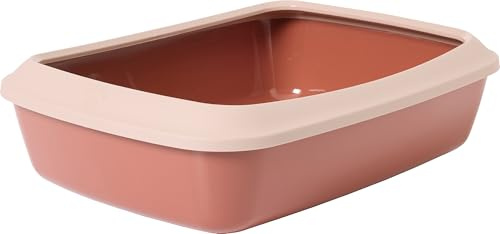 bac litiere pour Chat - Savic Iriz - Rose - 42 cm - avec Rebord - Design Ouvert - Pratique et hygiénique