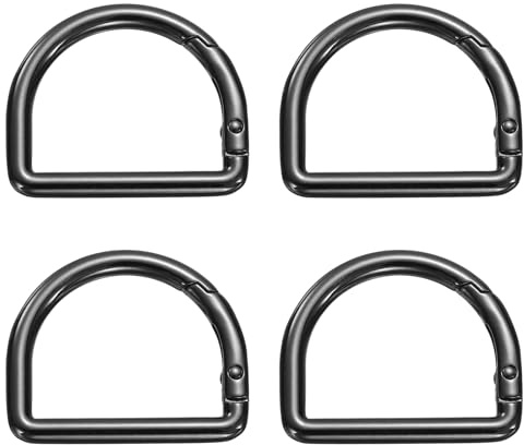 sourcing map 4 ganchos de metal con anillo en D de 1.6 pulgadas, hebillas de clip, abrazaderas de cierre de gancho de resorte para mochilas, bolsos, llaveros de paracaídas, manualidades, color negro