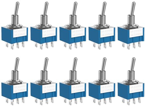 SCOOYUCK 10 Stück Mini Kippschalter, 12V 24V 125V 250V (3-250V) ON ON 6 Polig Switch, Wippschalter, Für PKW, LKW, Boote, Schiffe