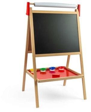 Bigjigs Toys Deluxe Easel | Wooden Kids Easel with Blackboard & Accessories | At Home Arts & Crafts Playset | Toddler & Children’s Gifts for 3 + Year Olds