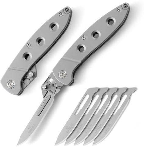VR VIRENKNIFE Klappmesser Skalpell, Taschenmesser mit 6 auswechselbaren Klingen Figur 60, Utility EDC Taschenmesser, scharfes Häutungsmesser für die Jagd, Fischerei, Camping