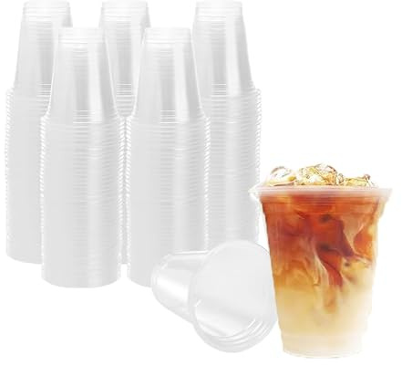 MUKSUET 200 Pack 12oz Clear Plastic Cups, 350 ml Plastic Drinking Cups, Plastics Cup Tumblers for Party, Gatherings, Picnics, Wedding