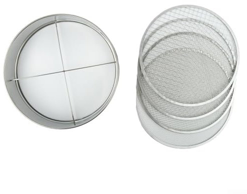 Garden Sieve Set, Stainless Steel 4 in 1 Garden Sieve, Soil Sieve, Garden Riddle Mesh Sizes 12mm/9mm/6mm/3mm, Gardening Sieve for Soil, Stones
