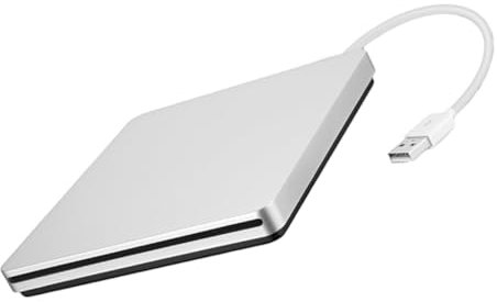 SHINEOFI Graveur DVD-rom USB 3.0 Externe Portable pour Pc, Compatible Ordinateur Portable, Design Compact Argenté, Lecture et Gravure DVD/CD, Usage Domestique et Professionnel