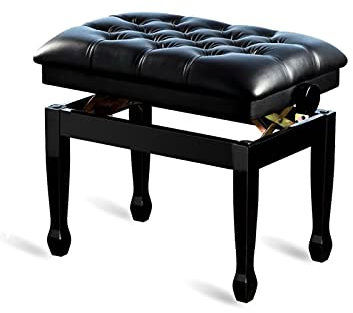 Verstellbare Klavierbank mit wasserdichtem Kissen, Massivholzrahmen, 60 x 40 x 50-60 cm, perfekt für Kinder und Erwachsene, ergonomisches Design für Komfort, stabiler und stilvoller Musikhocker