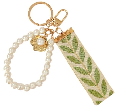 Uoocg Perlen Schlüsselanhänger Schlüsselband Kurz Mit Schlüsselring Für Frau Edler Keychain Aesthetic(Rosa)
