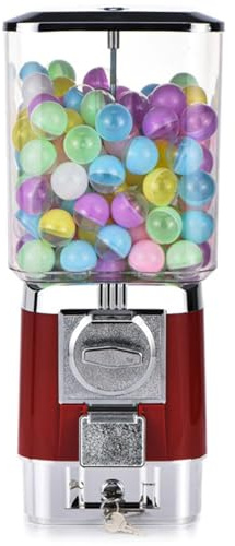 HYQNG Gumball Machine para niños, máquinas expendedoras de Dulces, 200 Bolas vacías, Tokens de Acero Inoxidable de 100, máquina de Chicle operada por Monedas para Tiendas de Juegos Red Silver Drawer