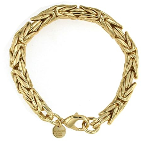 Tendenzalia Byzantiner Königsarmband rund geschliffen original italienische Kette 18kt Gold doublé 8mm breit Länge 20cm Armband für Damen und Herren
