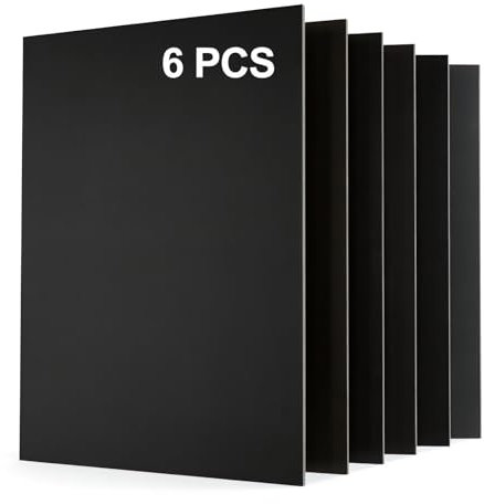 Uadme Colores Contrachapado 3 mm, 6 Hojas de Contrachapado de Tilo, A4 Tablero Madera Contrachapada 30x21cm, para Bricolaje, Pirograbado Corte por Laser CNC Modelado (Negro)