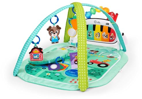Baby Einstein Farm Explorers 4-in-1 Kickin’ Tunes Musical Meadow Music & Language Discovery Gym, Play Mat with Kick Piano, Ages 0 Months and Up