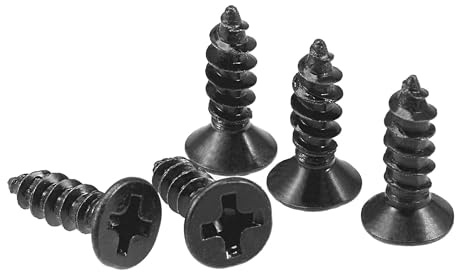 TA-VIGOR M3.5 x 12mm Black Wood Screws, 200Pcs Self Tapping Screws | Screws with Flat Head Phillips Drive, Carbon Steel Countersunk Screws for Furniture, Woodworking, Cabinet Repair and DIY