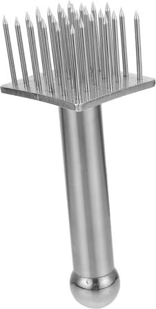 POPETPOP Attendrisseur de Steak en Acier Inoxydable, Outil Cuisine Argenté | Aiguille à Attendrir la Viande, pour Porc et Bœuf, Améliore la Texture, Usage la Cuisine