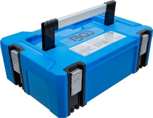 BGS 80011 | Systemkoffer Größe M | ABS-Kunststoff | stapelbar | Aluminium-Tragegriff | 4 Schnappschlösser | Schaumstoffpolster im Deckel | Klicksystem für Boxen und Rollbrett
