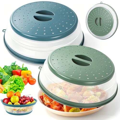 Nuyoah Mikrowellen Abdeckung Faltbare abdeckhaube mikrowelle deckel haube | Mikrowellenhaube Mikrowellenabdeckung Microwave Cover Mikrowellenabdeckhaube Mikrowellendeckel 26.5cm 2Stk für Obst Gemüse