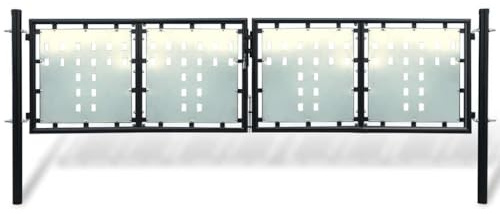 Cancello singolo da giardino nero in acciaio verniciato a polvere 300 x 75 cm, cancello a battente zincato per giardino, cortile, cancello d'ingresso, porta stabile con sicurezza e privacy
