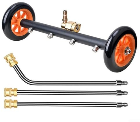 Undercarriage Cleaner Attachment, 16-Inch Dual-Function Pressure Washer Water Broom with 3 Extension Wands for Trucks, SUVs, Cars, Driveways and Decks, 4000 PSI