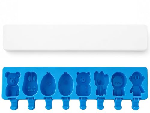 YZJJYG Moldes Helados Silicona,No contienen BPA, Moldes Reutilizables para,Fácil de quitar,Ideas de bricolaje,8 cavidades(Diferentes animales)