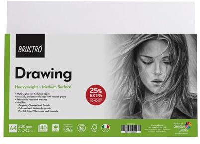 Brustro Drawing Papers 200 GSM A4, Contains 40+10 Sheets