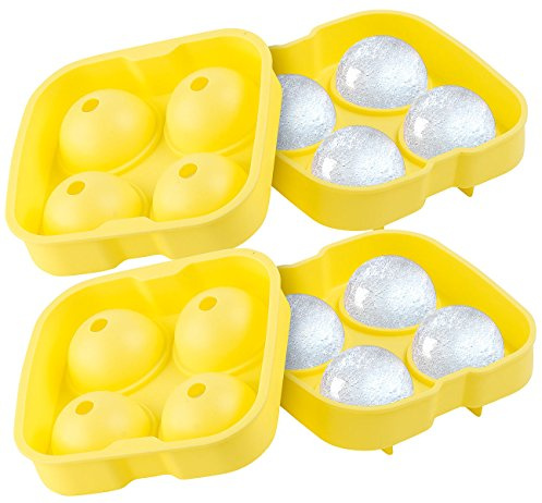 infactory Eiswürfelform rund: 2er-Set Silikon-Eiswürfelform Ice Balls für 8 XXL-Eiskugeln, Ø 45 mm (runde Eiswürfel, Silikon, Ball)