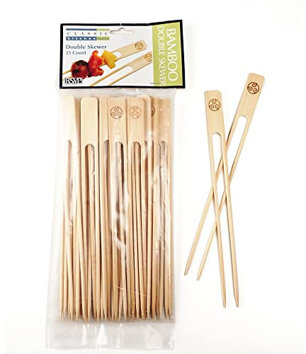RSVP International Bamboo Barbecue Skewers, Double Round, 25-Count, 9