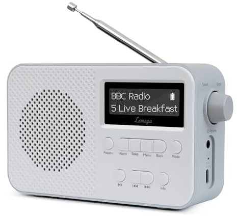 DAB Radio with Bluetooth | Digital Radios Mains and Battery | Rechargeable Battery 15HR Playback | Dual Alarm Clock | FM Radio,40 Presets,Headphone Jack | Bluetooth 5.3 I LEMEGA PR2-Max Grey