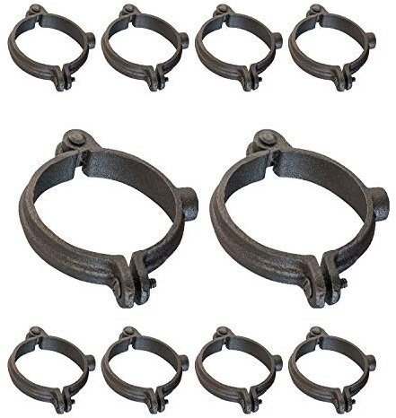 HIGHCRAFT HINGB-01-10 Industrial Decor Hinged Split Ring Pipe Hanger 1 in. Malleable Iron, with 3/8 in. Threaded Rod Fitting, Vintage Mounting Bracket for Tubing, Shower Curtain, Tiki Torch (10 Pack)