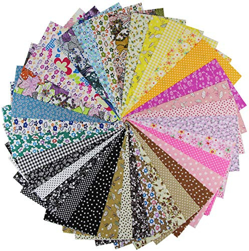 aufodara 35 stycken bomullstyg, tygpaket, lapptäcke, tyger, 100 % bomull, duk, gör-det-själv, handgjorda sömnad, quiltning, tyg, bomullstyg, olika mönster, 25 x 25 cm (35 stycken)