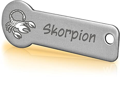 Einkaufswagenlöser ® Code24 Sternzeichen Skorpion/Schlüsselanhänger Einkaufschip mit Schlüsselfundservice/Abziehbarer Einkaufswagenchip Metall, Chip Einkaufswagen, Key Finder / 2 Jahre Fundservice