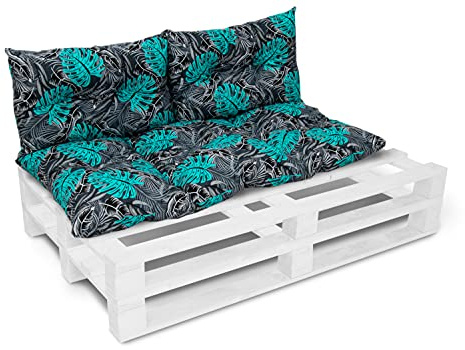 Amilian Ensemble de Coussins de Palette 1x 120x60 + 2X 40x60 cm Coussin de siège pour palettes Euro Meubles Balcon