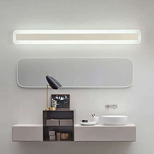 MOLOURK LED Wohnzimmer Wandlampe Innen Moderne Lange Acryl Wandleuchte Dimmbar Nachttischlampe Spiegelleuchte Lange Lichtleiste Wandbeleuchtung Badlampe für Badzimmer Schlafzimmer Treppen (Weiß,80cm)